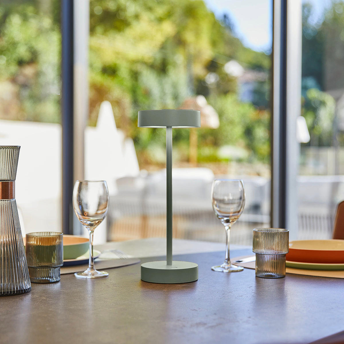 SANDY H33CM Kabellose Tischleuchte - Grün, Metall (16/16/38cm) - Lumisky