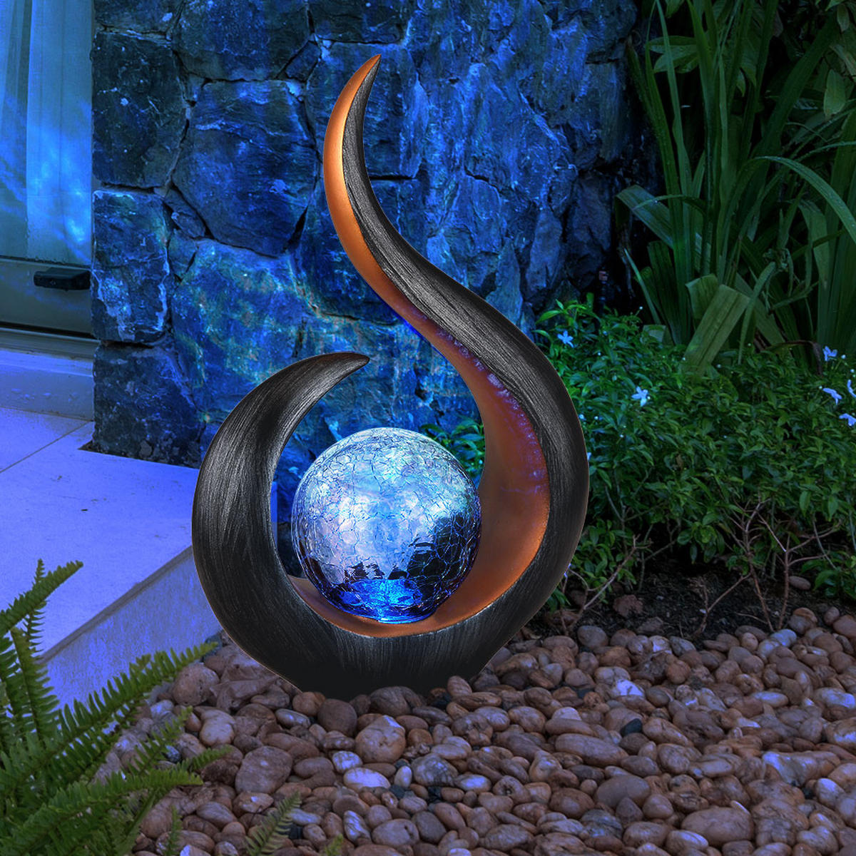 LED AUSSENLEUCHTE Solarlampe Schwarz matt 2er Set - Schwarz, Glas (22.5/10/33.5cm) - Globo Lighting