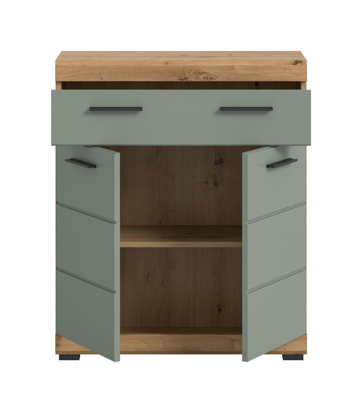 STANDSCHRANK Scout Bad in Artisan Eiche Nachbildung und Salbei Nachbildung B/H/T: 74x88x31 cm - Eiche Artisan, Holz (74/88/31cm)