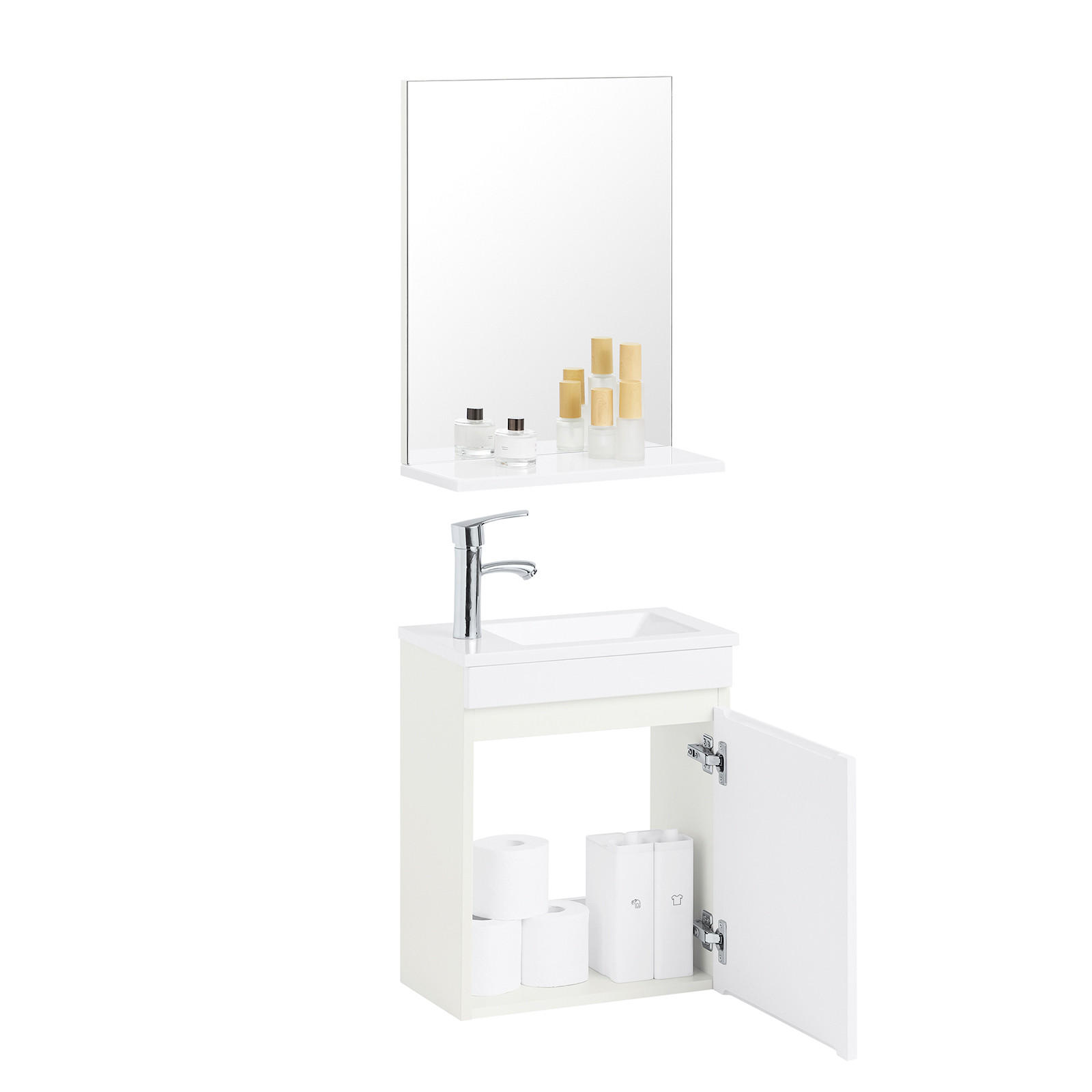 BADMÖBEL-SET Weiß - Weiß, Glas/Keramik (41/52/25cm) - SoBuy