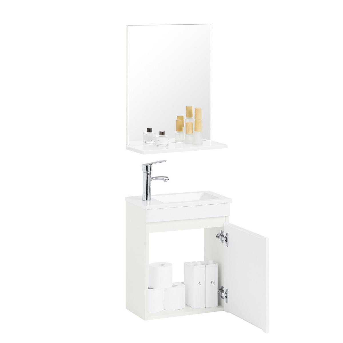 BADMÖBEL-SET Weiß - Weiß, Glas/Keramik (41/52/25cm) - SoBuy