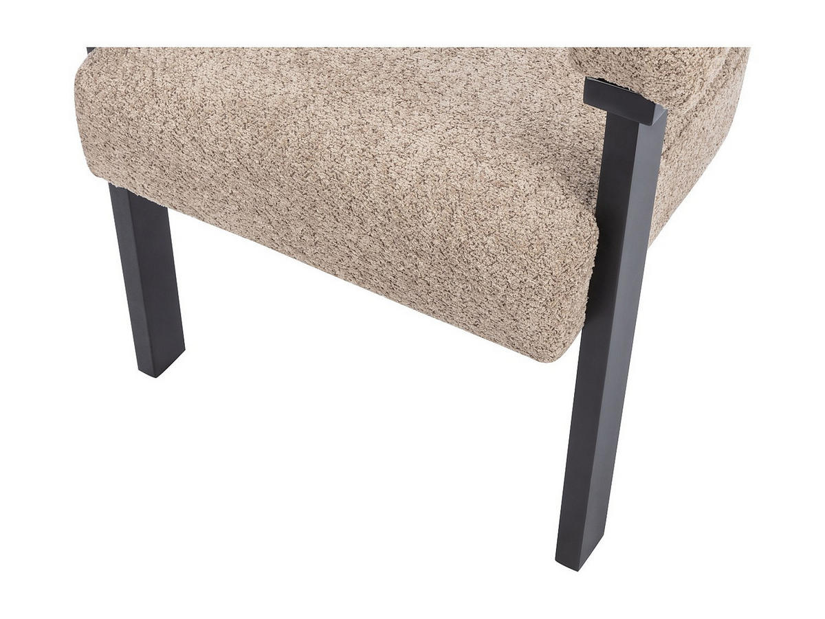 STUHL mit Armlehnen - Bouclé-Stoff & Kautschukholz - Taupe & Schwarz - LIVELIA - Ecru, Textil (60/78/64cm) - Pascal Morabito