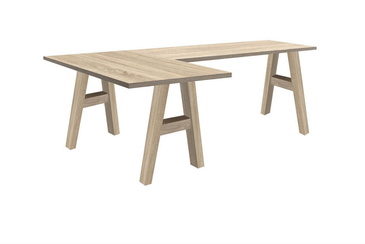 ECKSCHREIBTISCH Eda 1 210 x 120 x 75 Computertisch Eiche sägerau - Naturfarben, Holz (210/120/75cm) - 58aufmkessel