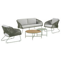 LOUNGESET - 5-teilig - Grau/Grün, Holzwerkstoff/Textil - home24