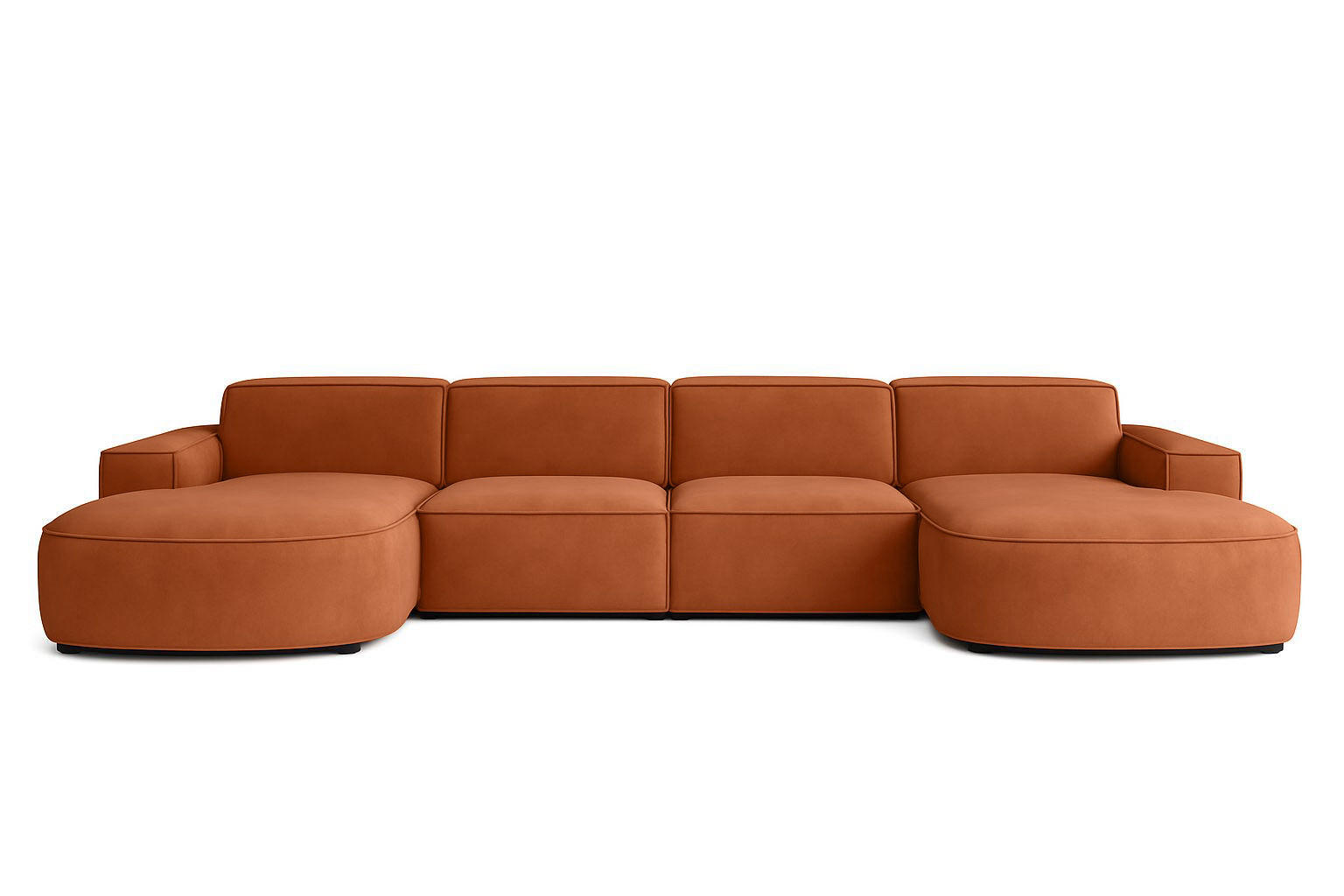 ECKSOFA Cursal Round U-Form, Stoff Salvador, Braun - Braun, Holz (364/166cm) - Kaiser Möbel