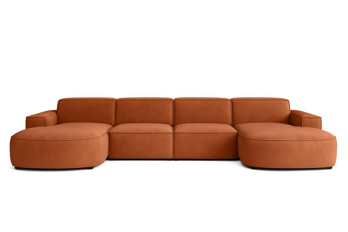 ECKSOFA Cursal Round U-Form, Stoff Salvador, Braun - Braun, Holz (364/166cm) - Kaiser Möbel