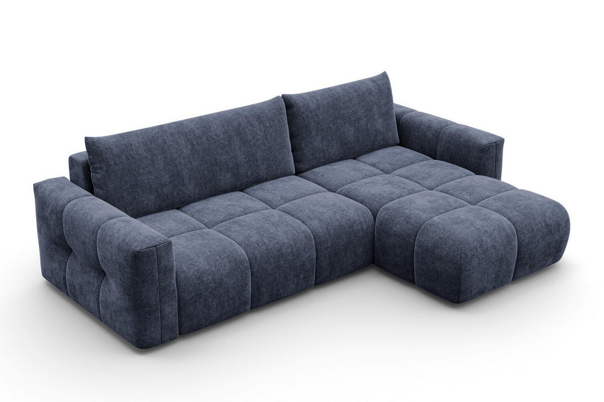 ECKSOFA VERONA 4-Sitzer rechts, Marineblau - Blau/Schwarz, Holz/Textil (266/173cm) - Courtois Laville