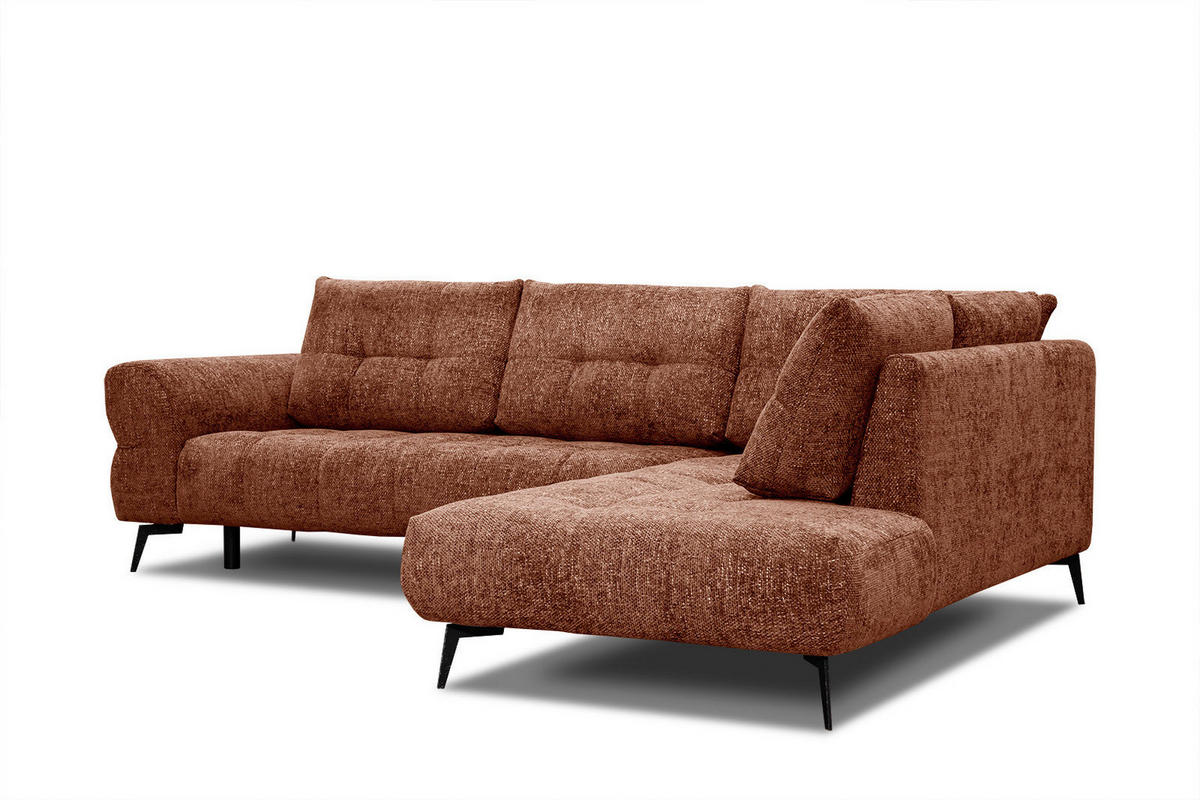 ECKSOFA SALVINI 5-Sitzer, dunkelorange - Dunkelorange/Schwarz, Holzwerkstoff/Textil (292/158cm) - Courtois Laville