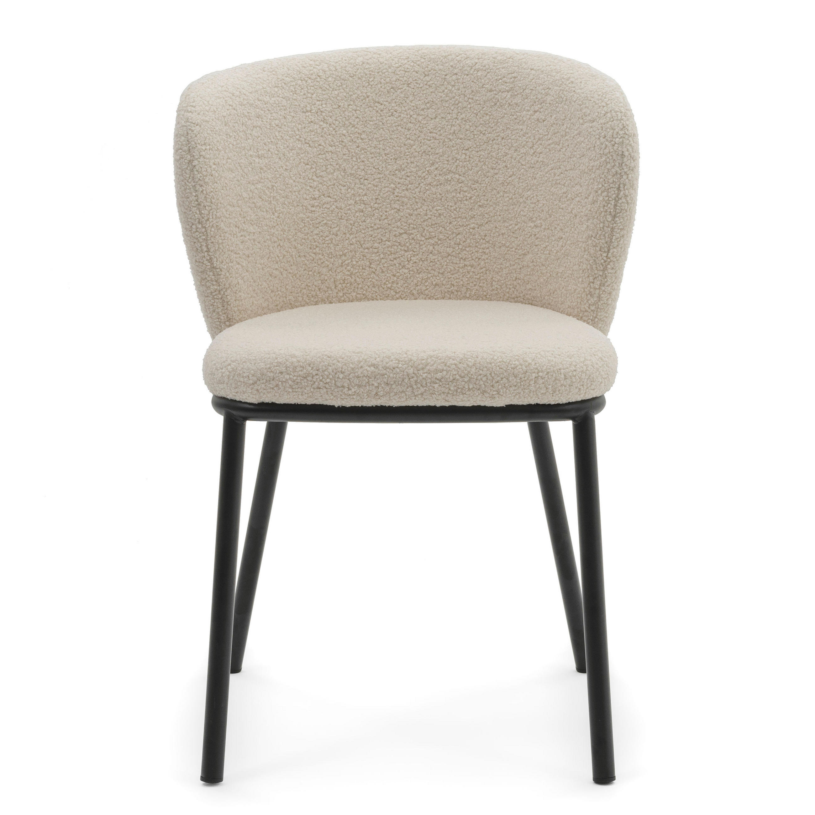 STUHL BARI gepolsterter mit Steppung - ecru - Boucle - Ecru/Schwarz, Textil/Metall (54/81/57cm) - NEW HOME