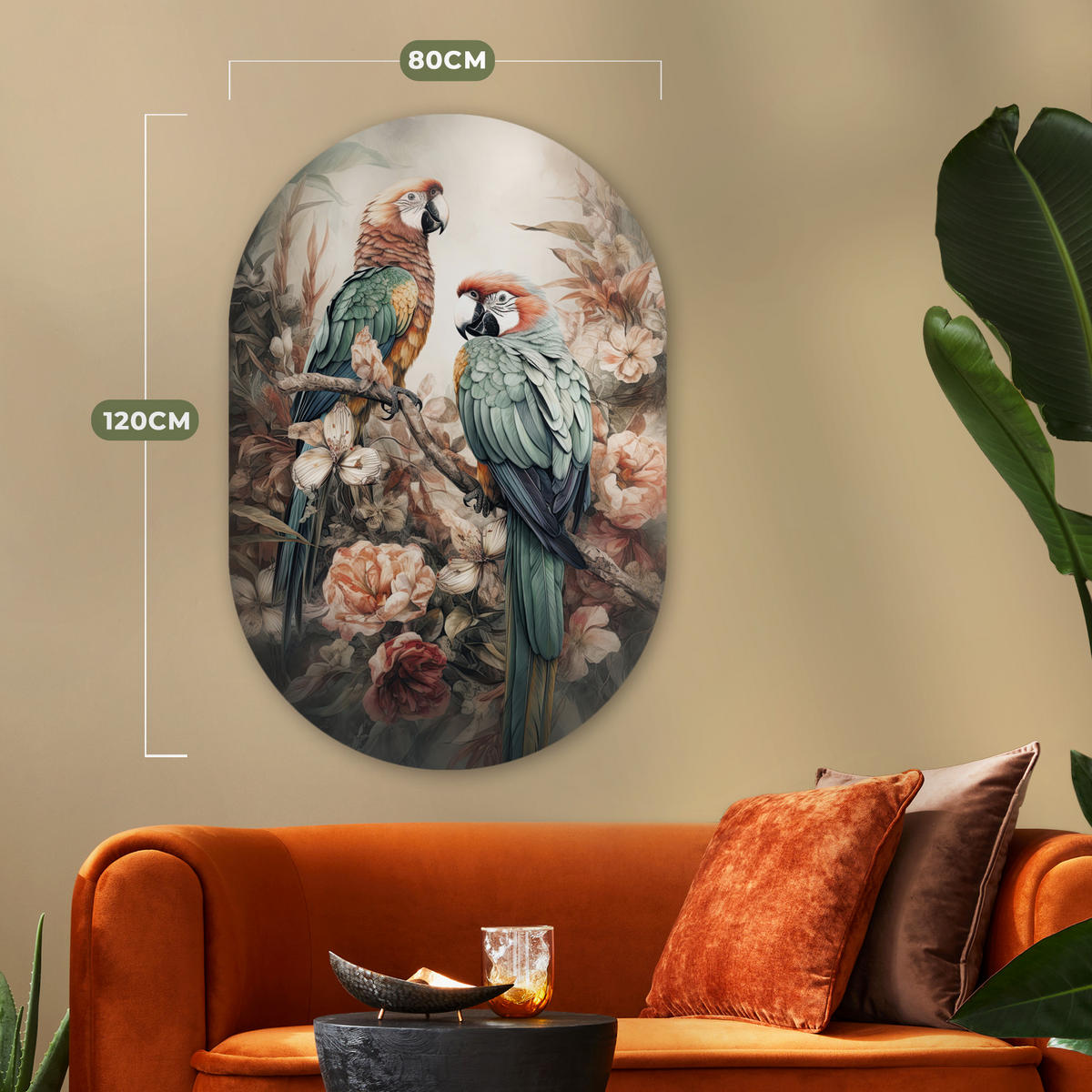WANDBILD Papageien - Vögel - Natur - Blumen 80x120 cm - Baltimorefarben, Kunststoff (80/120cm) - MuchoWow