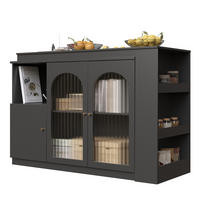 BARTISCH 360° Drehbar 120cm Barschrank Schwarz Glastür - Schwarz, Holzwerkstoff (40/120/97cm) - FLIEKS
