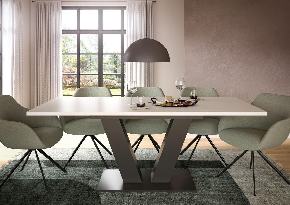 ESSTISCH MOTION (B/H/T: ca. 150/76/90 cm) in grau/weiß - Grau, Holzwerkstoff (90/150/76cm)