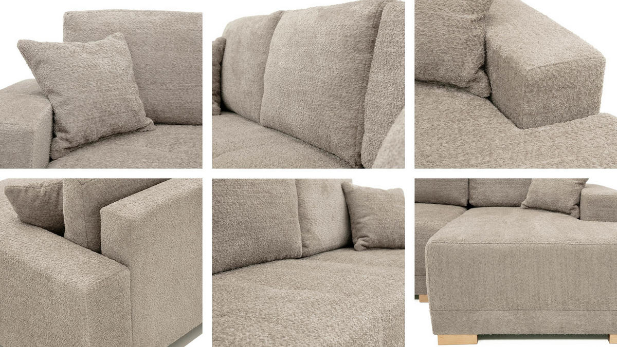 ECKSCHLAFSOFA Bello, Seite: Links - Creme/Naturfarben, Holz/Textil (240/140cm) - MIRJAN24