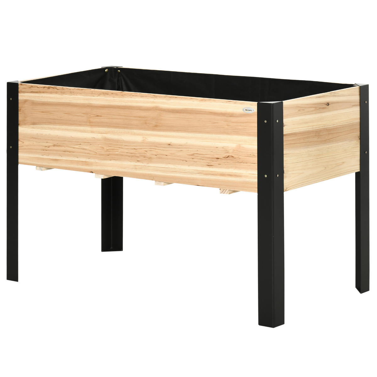 HOCHBEET DE-07814 mit Vliesstoff, Stahlbeinen, Massivholz Natur - Naturfarben, Holz (120/74/60cm) - ComfortXL
