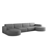 ECKSOFA U-Form XL Designer MODENA stoff Dicker Cord Poso Grau - Grau, Holz (165/382cm) - Kaiser Möbel