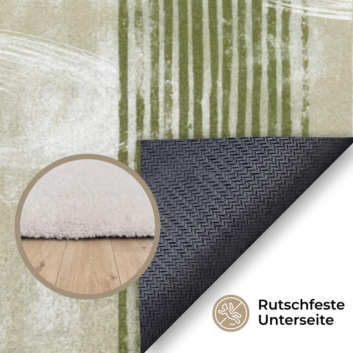 KOBERCE - Umelecké - Moderné - Zelené - 90x150 cm - olivovozelená, textil/plast (90/0.4cm) - OnlyWow