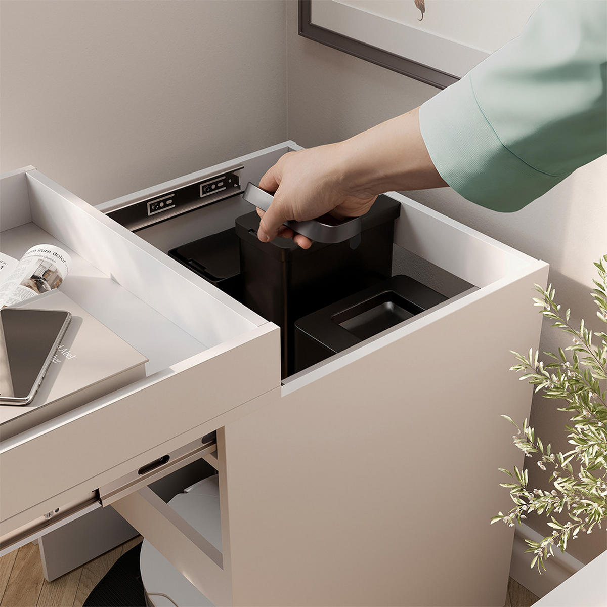 SKŘÍŇ S ROBOTICKÝM VYSAVAČEM Dustin Bílá 50 x 67.5 cm s 1 dveřmi - bílá, kompozitní dřevo (50/67.5/50cm) - Vicco