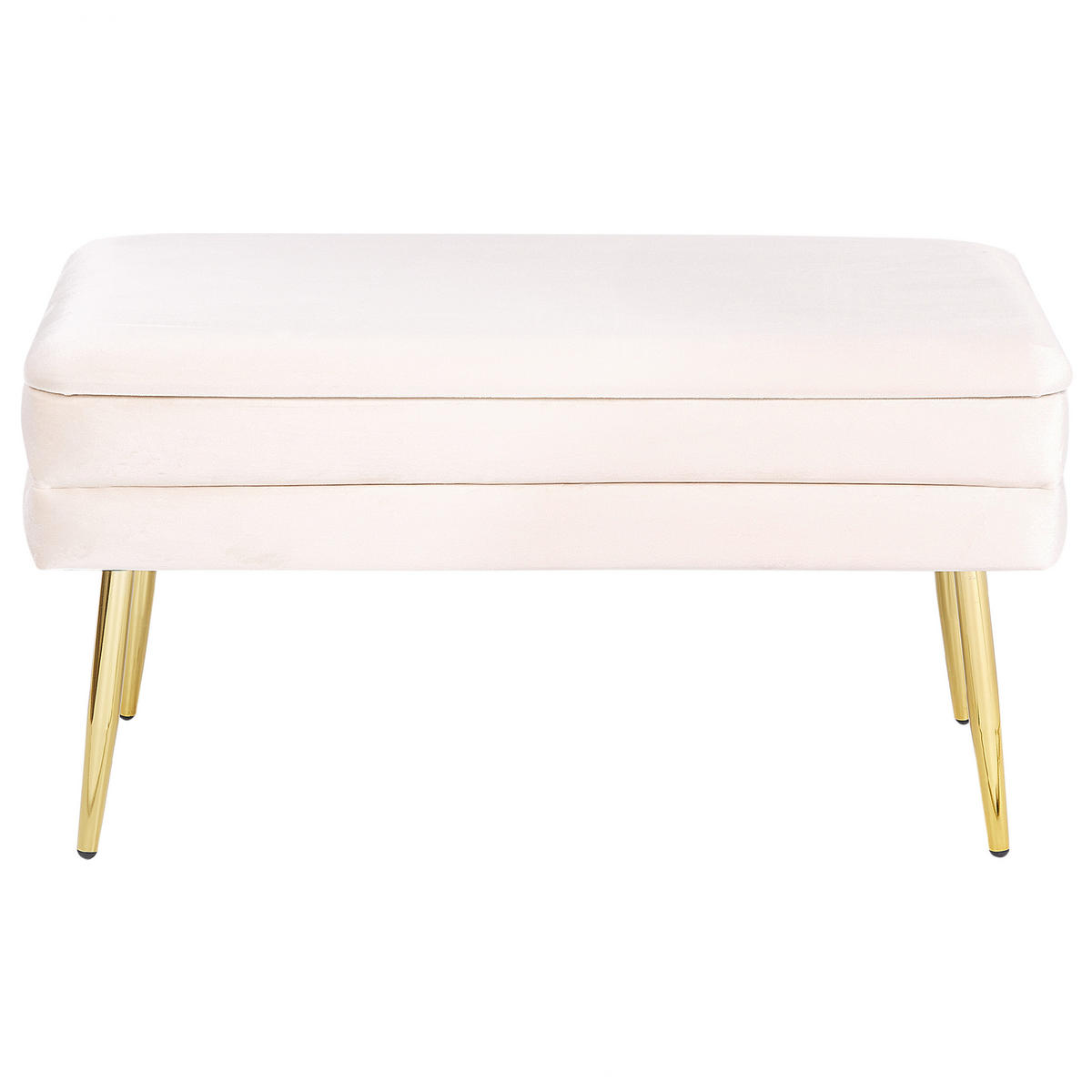 TRUHENBANK Cremeweiß Durham - Goldfarben/Creme, Textil (79/43/37cm) - Beliani