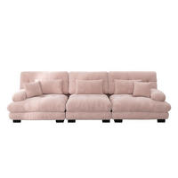 3-SITZER SOFA Chenille Rosa mit Kissen - Rosa, Textil (313/81/77cm) - WISHDOR