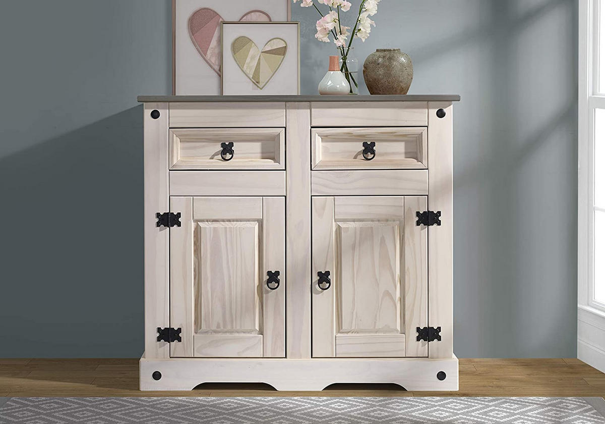 SIDEBOARD MEXIKO - Schwarz/Weiß, Holz/Metall (92/84/43cm) - SAM