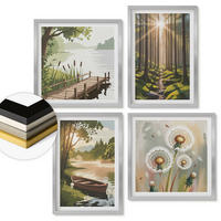 WANDBILDER 4er Set - 50x50 cm & 40x60 cm Silberner Rahmen - Waldlandschaft, See Łódź - Silberfarben, Kunststoff (50/50cm) - ArtPrintCave