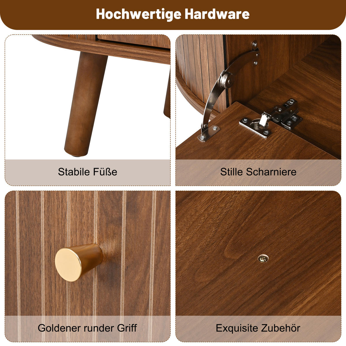 TV-SCHRANK Nussbaum 180/38/47 cm mit Klapptüren und Goldgriffen - Walnussfarben, Karton (38/47/180cm) - PANGIVO