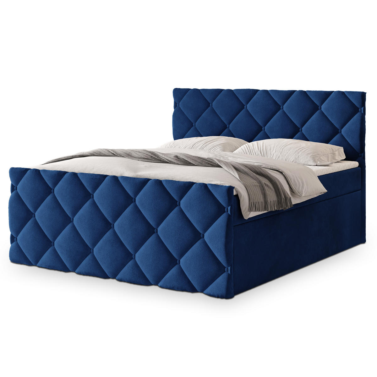 POSTEL BOXSPRING ROVARI 180x200 cm, s matrací a úložným prostorem, modrá - modrá, kompozitní dřevo/textil (180/200cm) - MASSENO