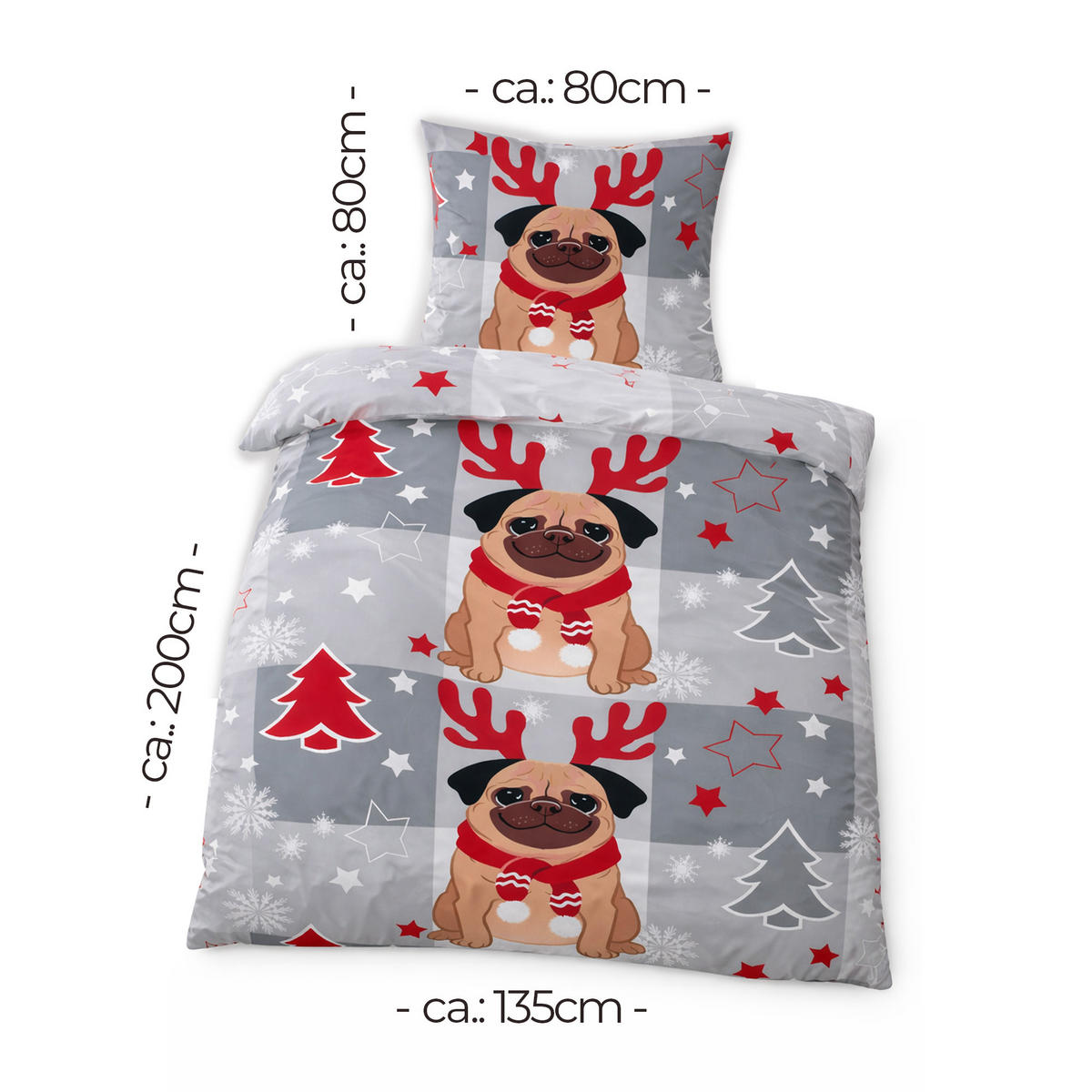 BETTWÄSCHE Feinbiber Herbst/Winter 135/200 cm Grau (Hund) - Grau, Textil (135/200cm) - Bestlivings