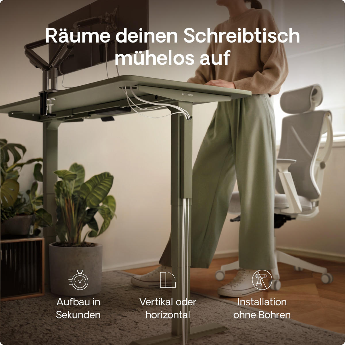 MAGNETISCHER Kabelkanal Schreibtisch Grün, 37x5x2,5cm - Grün, Metall (37/5/2.5cm) - Desktronic