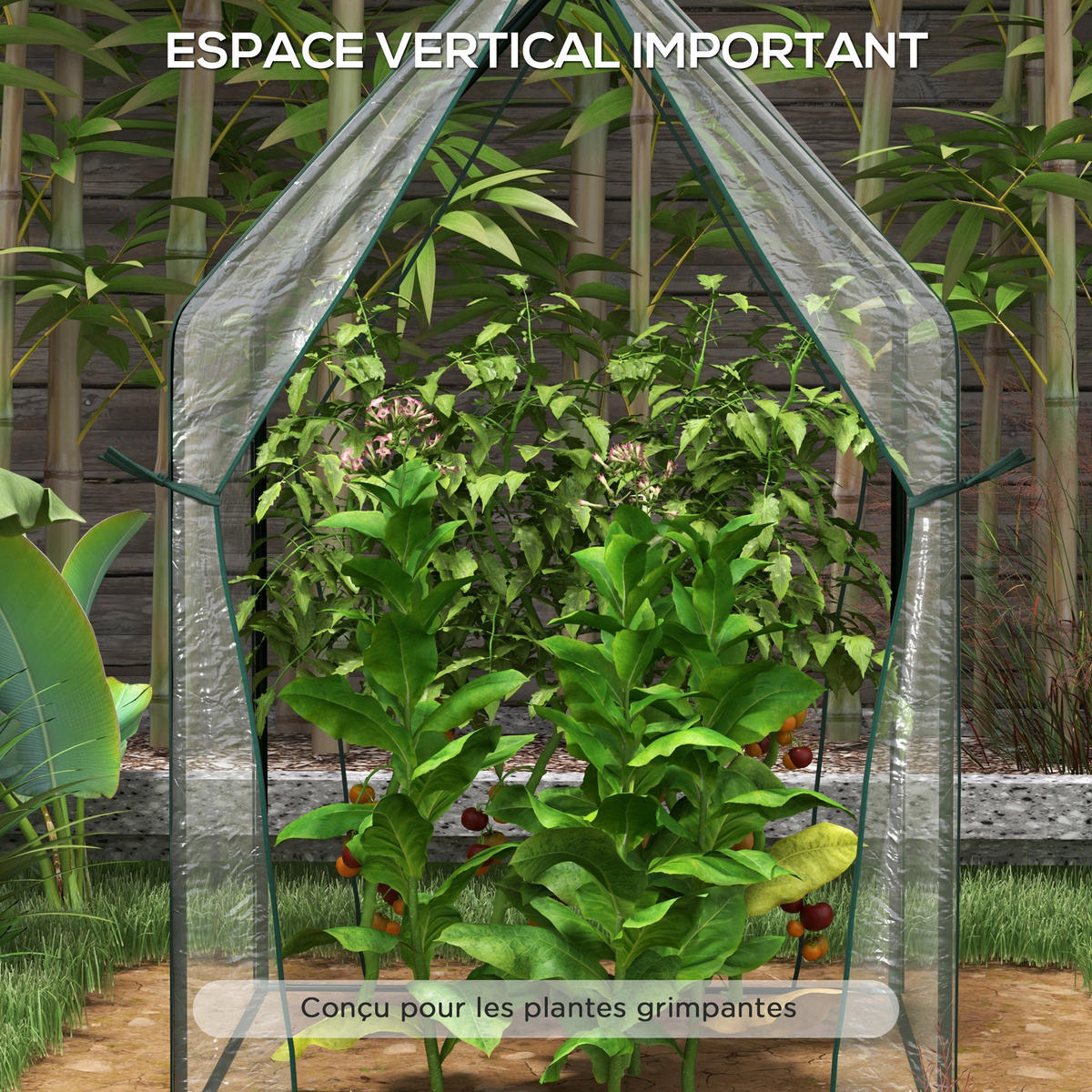 GEWÄCHSHAUS DE-12093 mit 2 Reißverschlusstüren, UV-beständig Transparent - Transparent, Metall (90/145/90cm) - ComfortXL