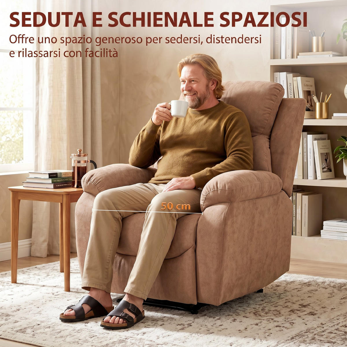 RELAXSESSEL,MANUELL Stoff gepolsterte Fußstütze Armlehnen,dunkelbraun - Braun, Textil (85/105/93cm) - Vallsero
