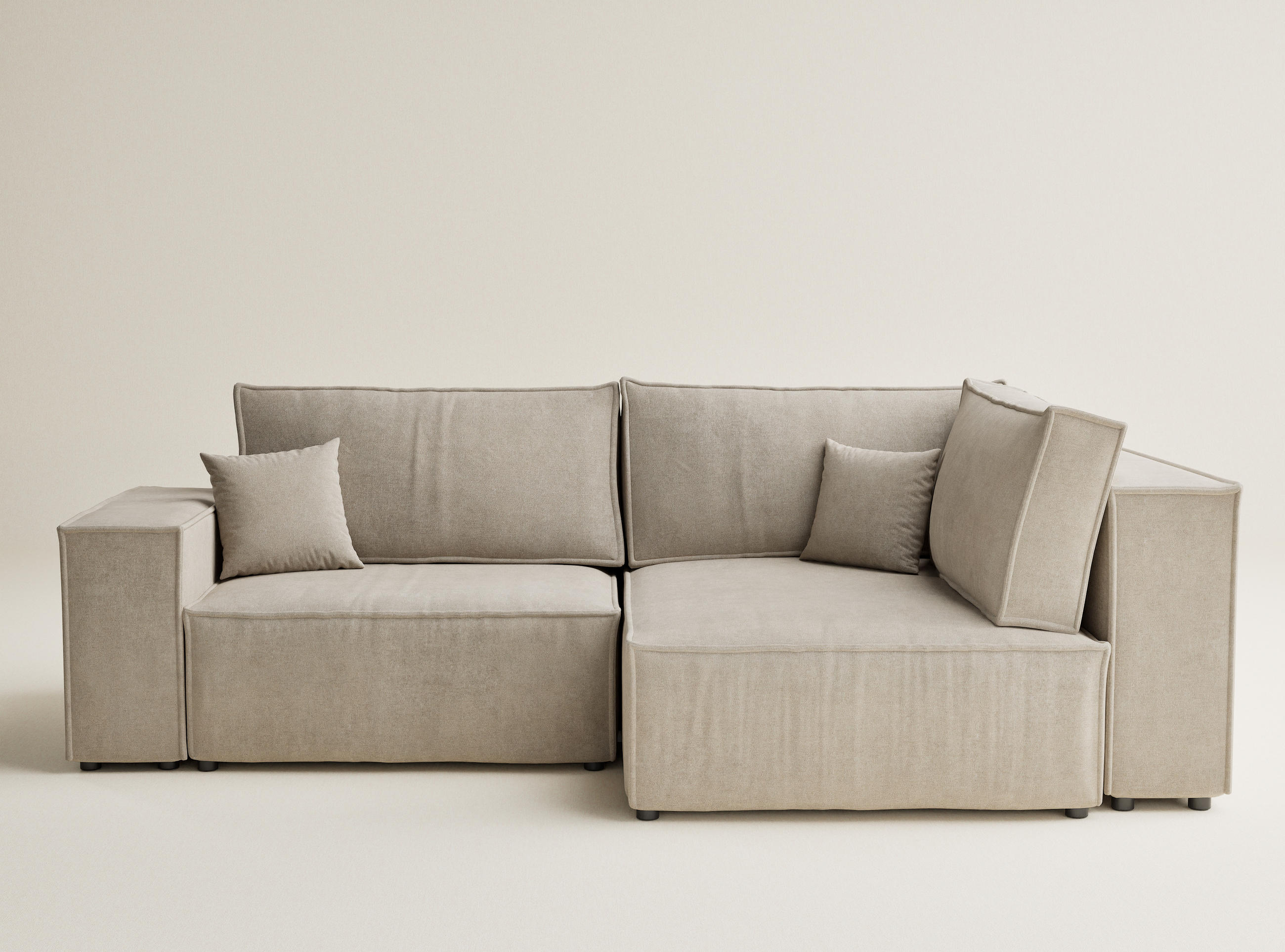 Thumbnail - Maison de Reve Ecksofa, Beige, Textil, Holz, Holzwerkstoff, 3-Sitzer, Füllung: Schaumstoff, 255x105 cm, Hergestellt in E...