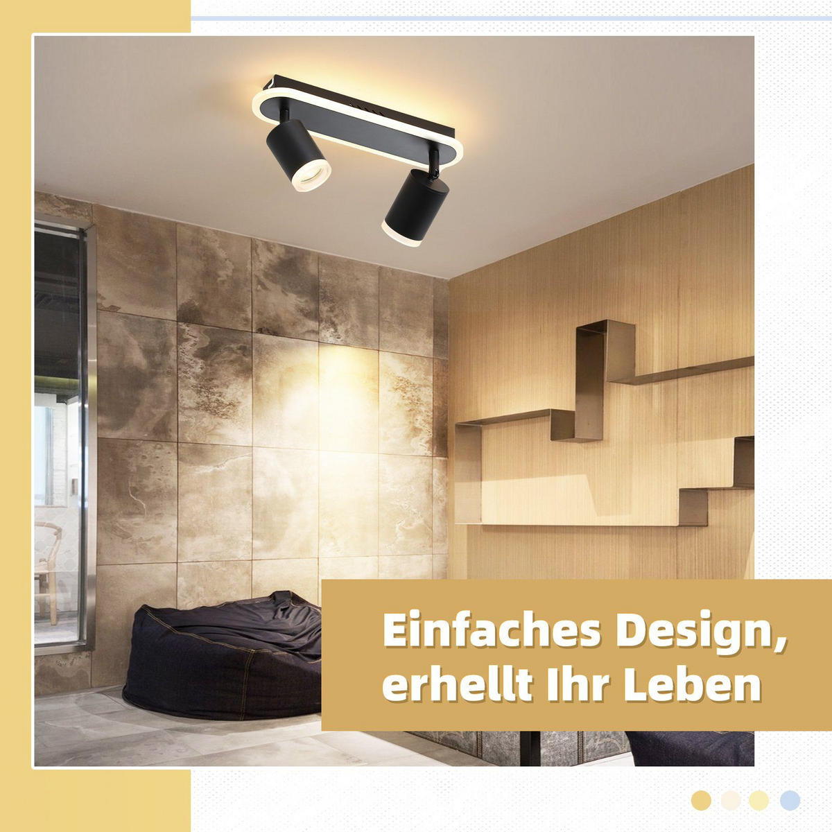 LED-DECKENLEUCHTE Lichtelf 2-flammig 33/6/9 cm - Schwarz, Kunststoff (33/6/9cm) - Nettlife