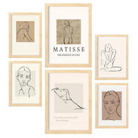 POSTER Set Mit 6 Schönheit Sammlung A3 & A4 Rahmen Aus Hellem Holz - Beige, Papier (29/3cm) - Nacnic