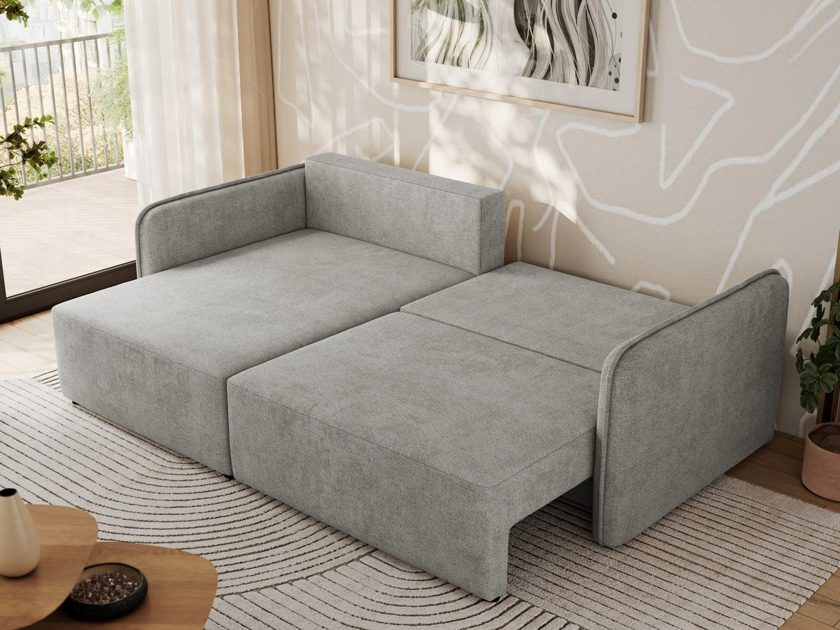 ECKSCHLAFSOFA MESTO L Hellgrau Struktur - links - Hellgrau/Schwarz, Kunststoff/Textil (227/147cm) - MKS