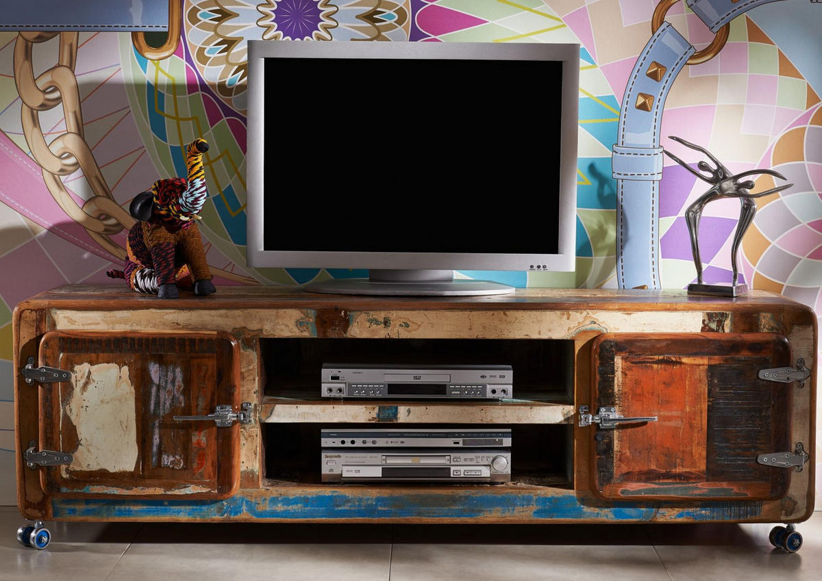 TV-BOARD Altholz 180x45x53 mehrfarbig lackiert FREEZY #32 - Multicolor, Holz (180/53/45cm) - Massivmoebel24