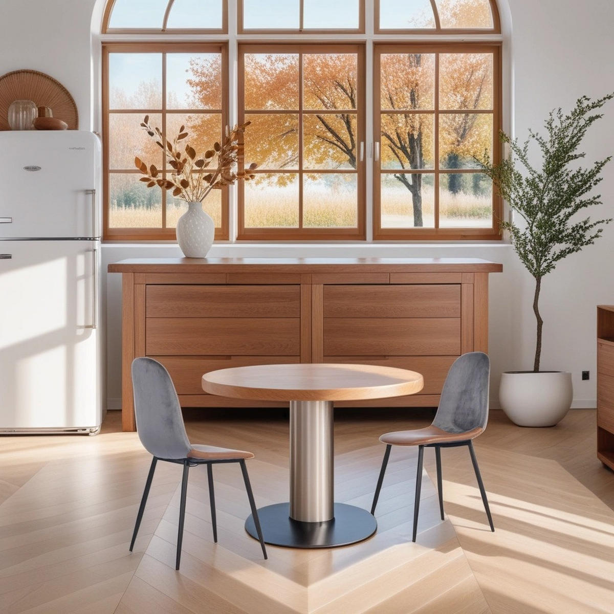 STUHL-SET 2 Stück in Eisen Kunstleder und Samt - Graubraun/Schwarz, Holzwerkstoff/Textil (44/88/53cm) - Urban Meuble