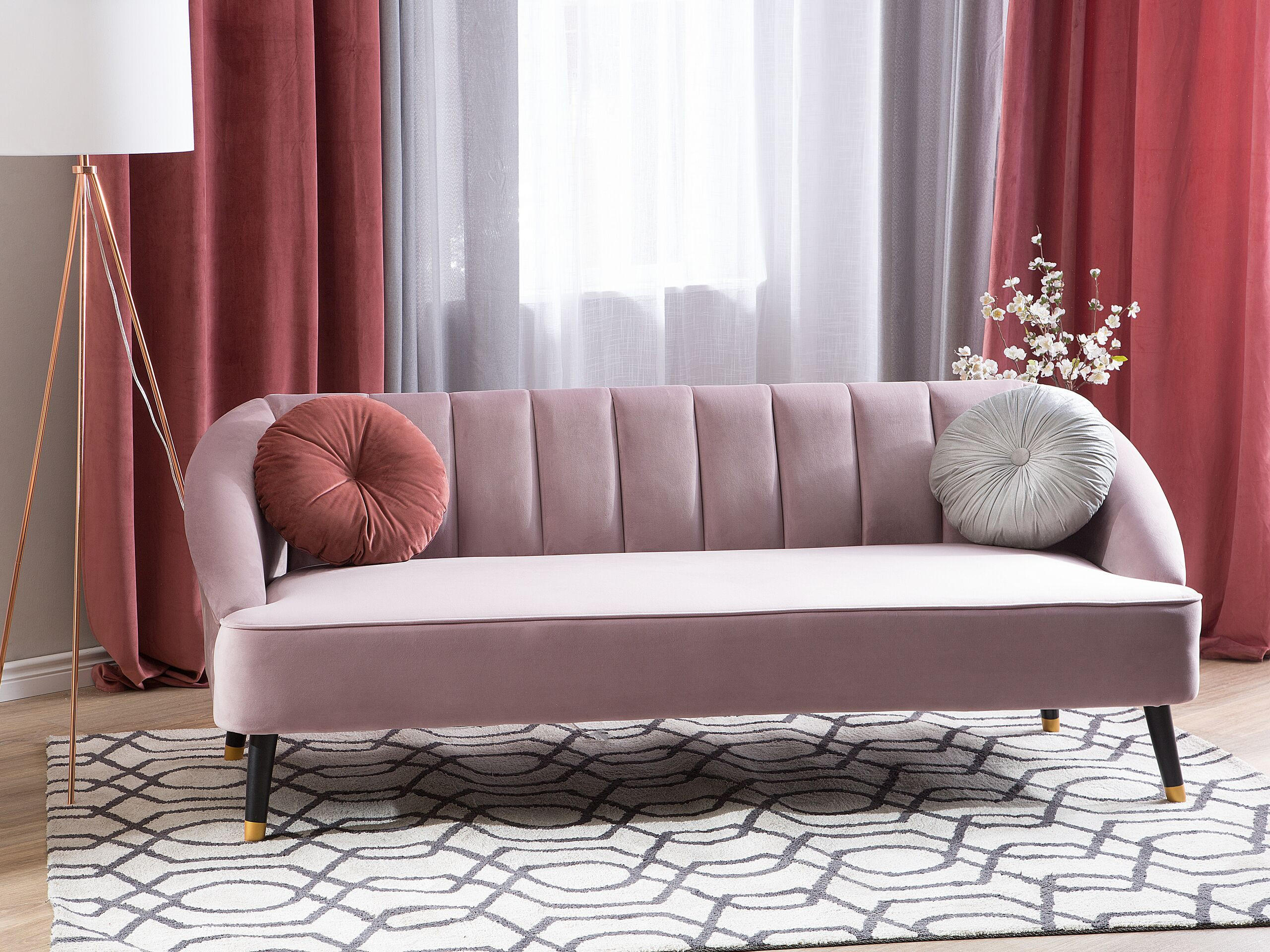 3-SITZER-SOFA Samtstoff Rosa Alsvag - Pink, Textil (191/73/73cm) - Beliani
