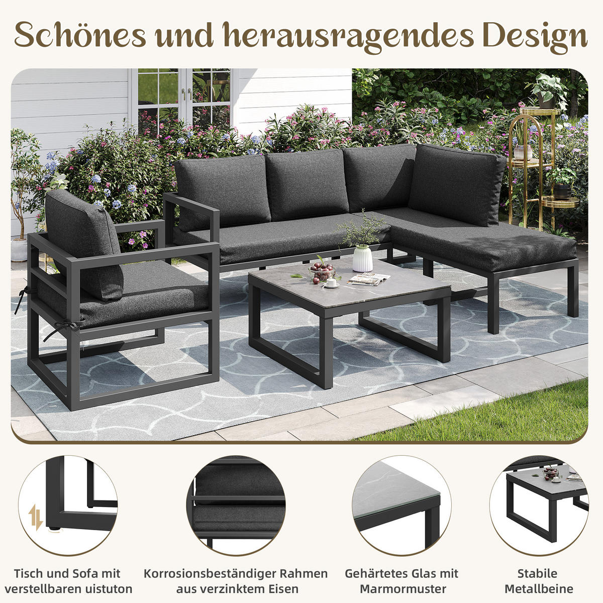LOUNGEGRUPPE Grau - Grau, Metall - ComfortXL