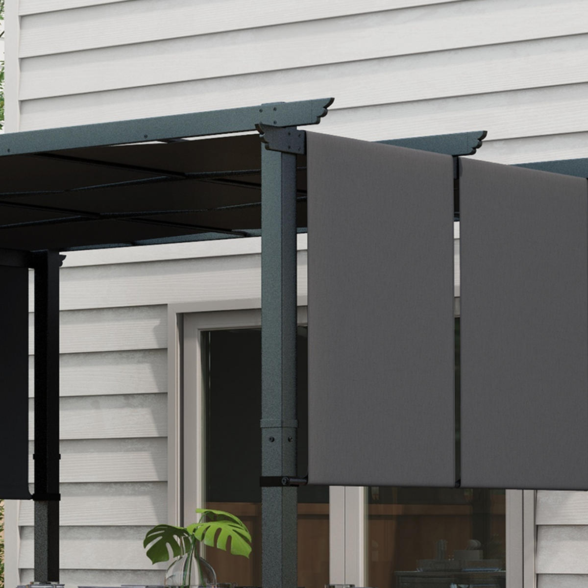 MARKISE Sonnenschutz. Pergola, wetterbeständig, inkl. Befestigungsmaterial, 3 x 3,5 m, Dunkelgrau - Dunkelgrau, Metall (357/235/296cm)