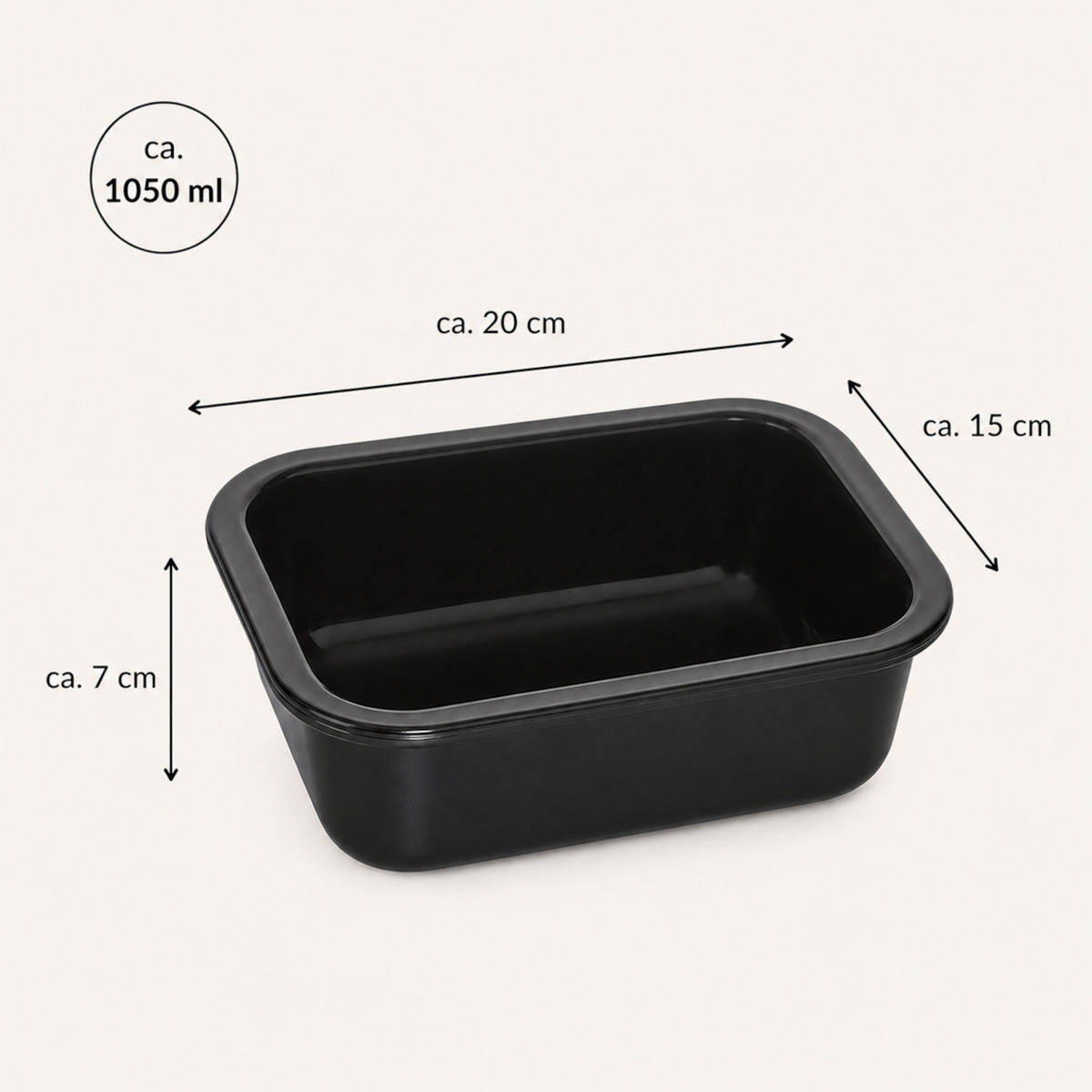 FRISCHHALTEDOSE LUND Meal Cube schwarz 1050 ml - Schwarz, Glas (15/7/20cm) - Mulex
