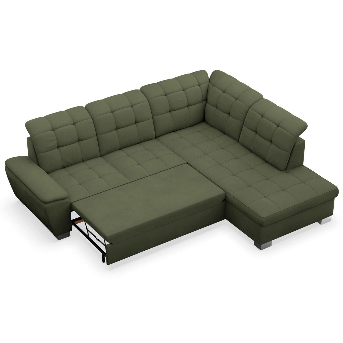ECKSOFA Jamaal Khaki rechtsseitig - Schwarz/Grün, Textil (212/258cm) - Selsey