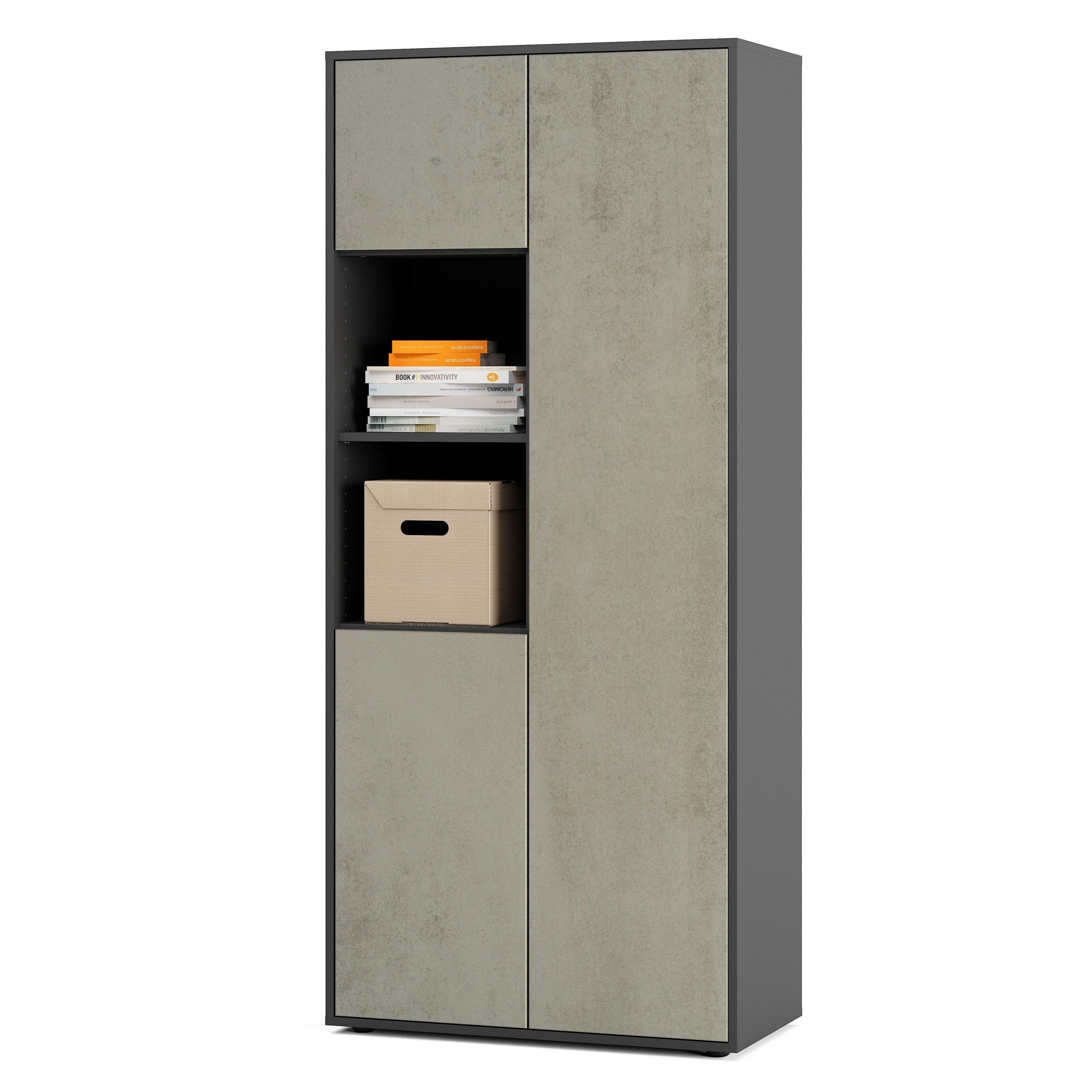 AKTENSCHRANK Amira T20 Beton Oxid 180/80/40 cm - Hellgrau, Holzwerkstoff (80/180/40cm) - SIMPLYFURN