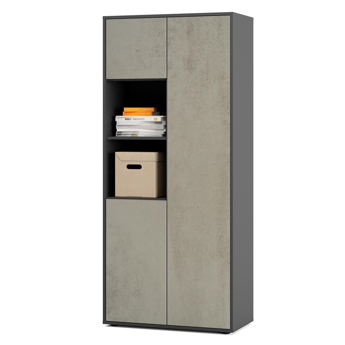 AKTENSCHRANK Amira T20 Beton Oxid 180/80/40 cm - Hellgrau, Holzwerkstoff (80/180/40cm) - SIMPLYFURN