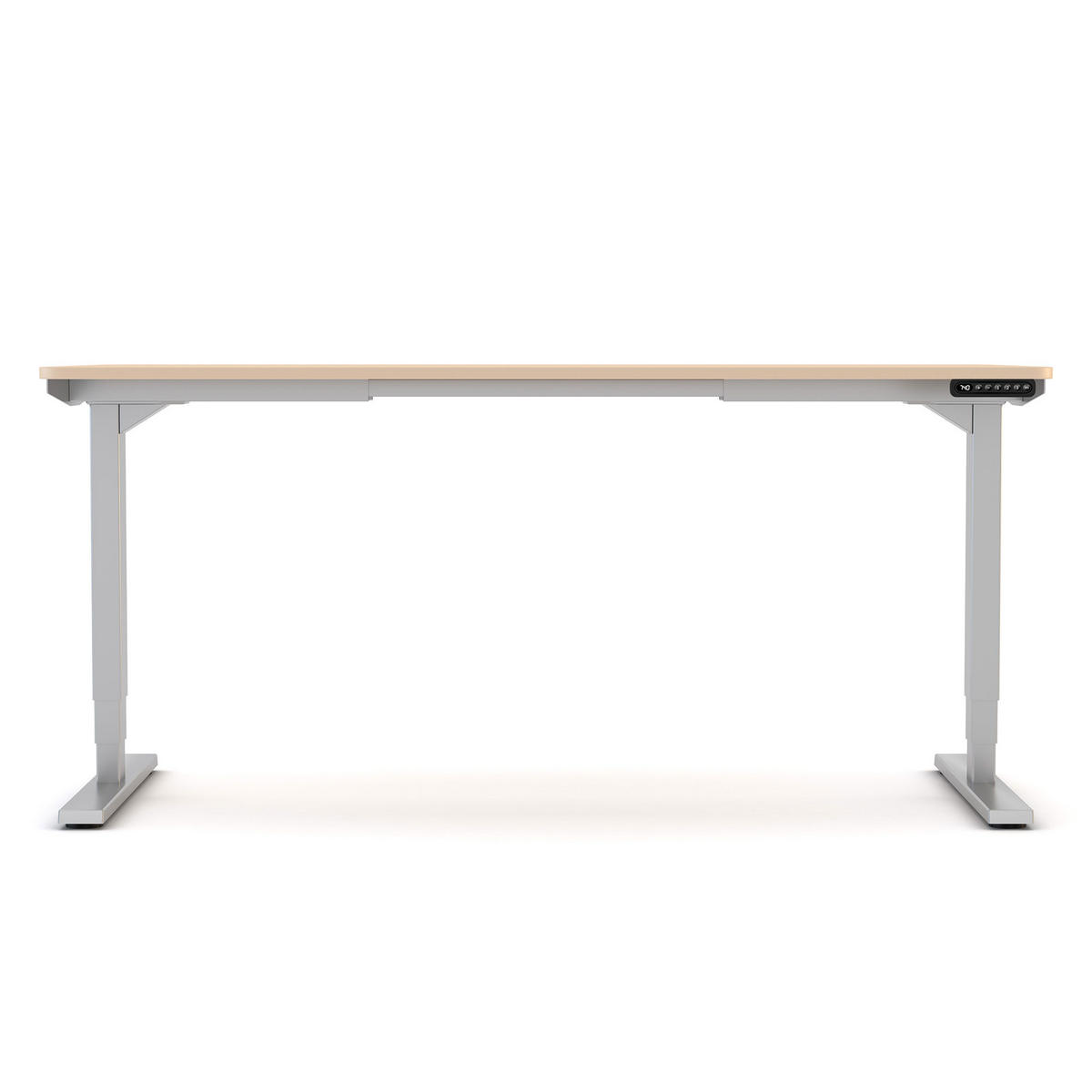 SCHREIBTISCH Elektrisch höhenverstellbarer Schreibtisch Y-Line Curved Kiesel Weißaluminium 160/70/62-127cm - Weiß Hochglanz/Beige, Holzwerkstoff/Metall (70/160/127cm) - ASSMANN