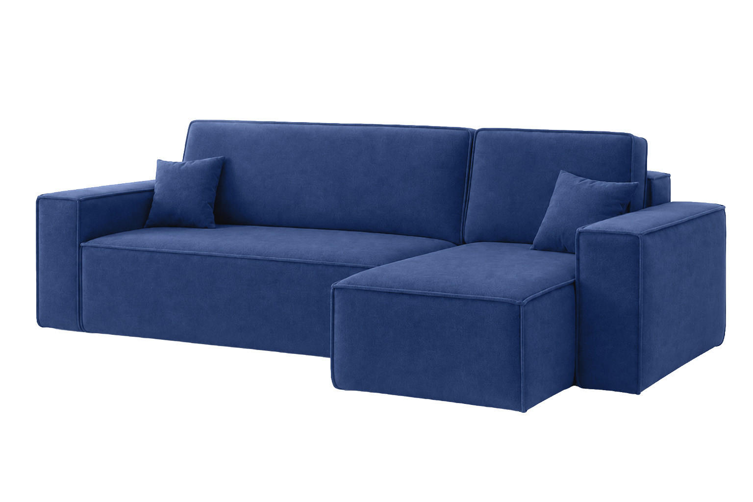 ECKSOFA L-Form Mit Schlaffunktion Und Bettkasten, Veloursstoff Bluvel, Tintenblau, Rechts, BEST XL - Blau, Holz (274/142cm) - Kaiser Möbel