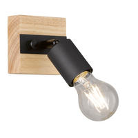 WANDLEUCHTE Holzoptik Braun Metall Schwarz - Braun, Holz (9/12/9cm)