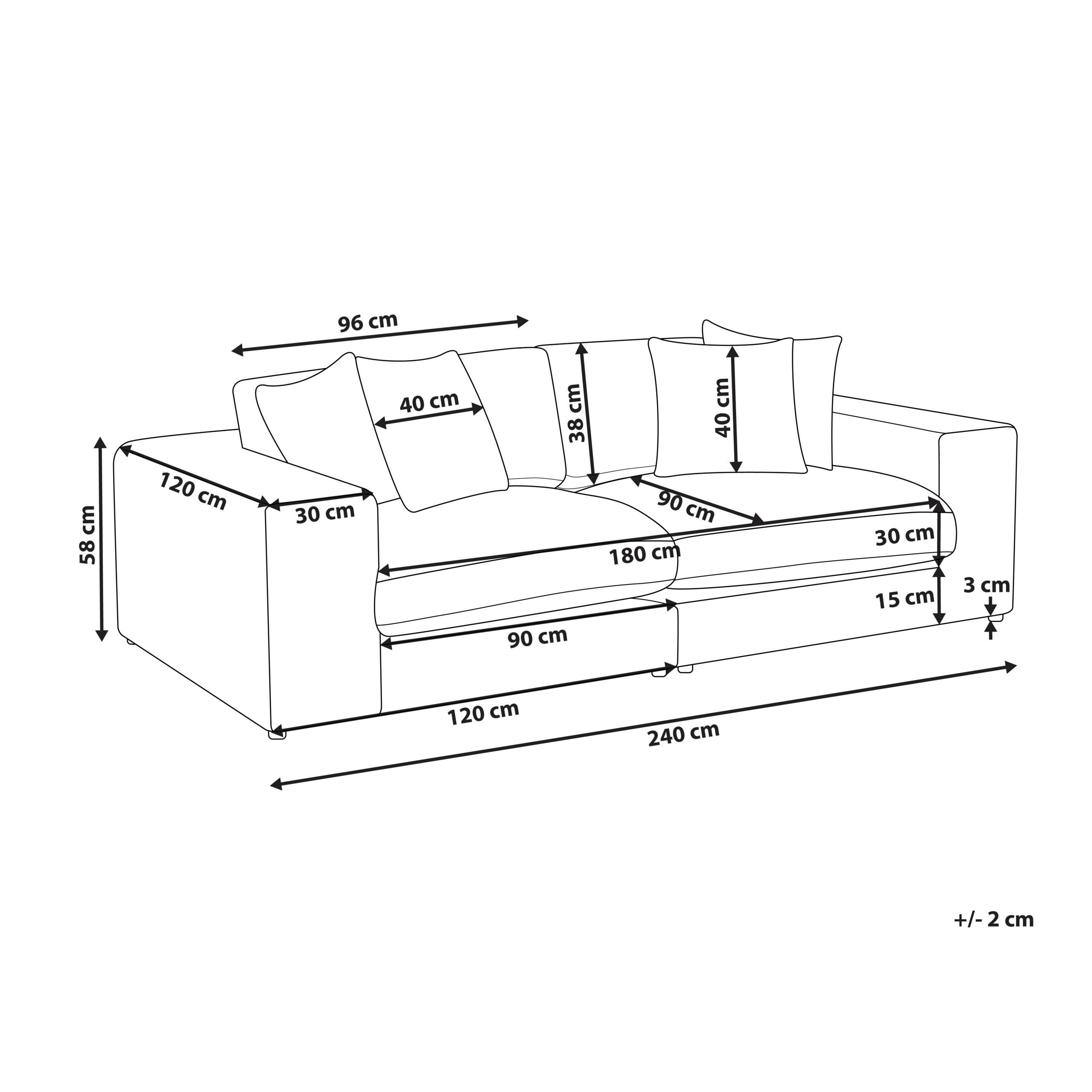 Beliani 3-Sitzer-Sofa Weiß 240x58x120 cm