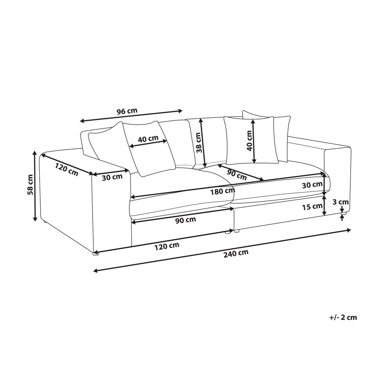 3-SITZER-SOFA cremeweiß mit Kissen Glorvika II - Weiß, Textil (240/58/120cm) - Beliani