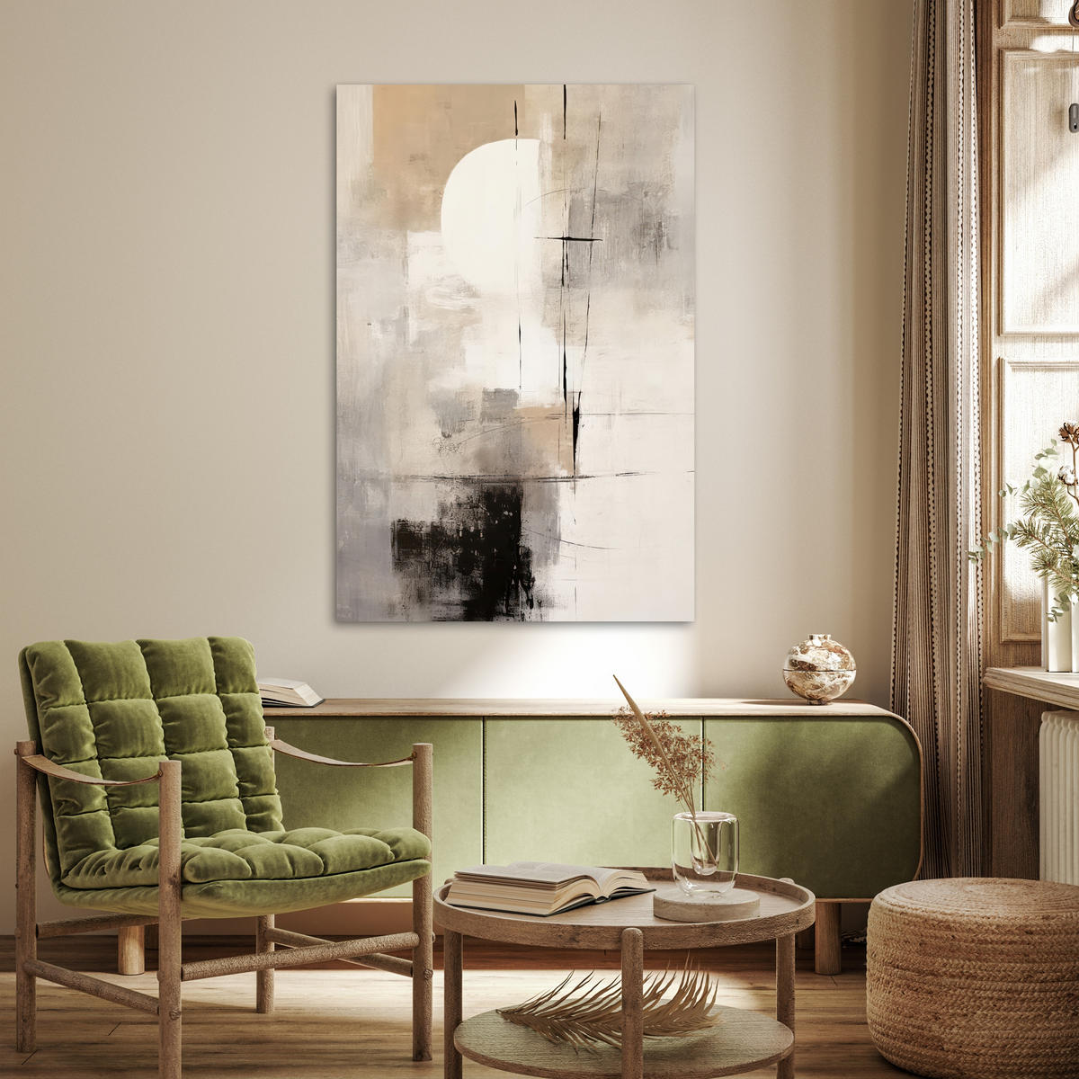 POSTER Abstrakt - Kunst - Grau 80x120 cm - Hellgrau, Papier (80/120/0.1cm) - MuchoWow